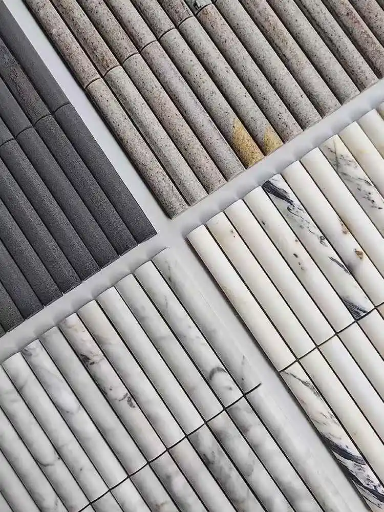 YUSHI Modern Design Fluted Natural Marble Mosaic Tiles for Family Hotel Park Decor factory