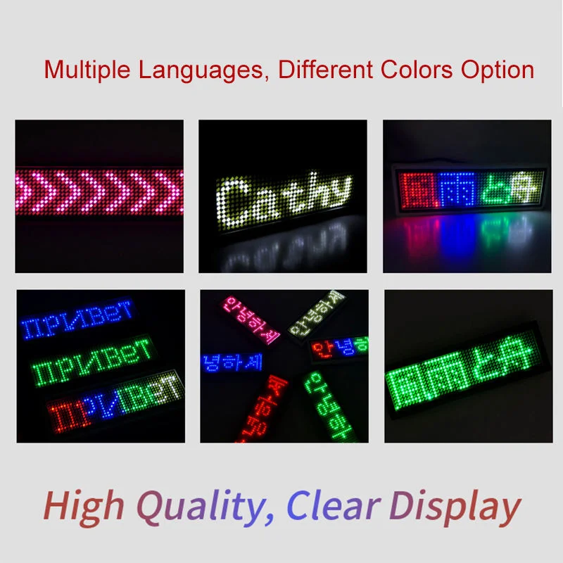 Advanced LED Tag APP Programmable Lighting Badge High Visibility  LED Scrolling Message Colorful Display Unisex LED Name Badge