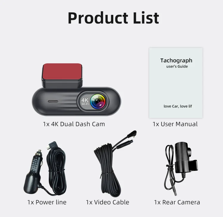 4K+2K Dual Dash Cam With Build-in 2.4G WIFI&GPS Voice Control Car Black Box Camcorder Camera 4K Dashcam for Competitively Priced factory