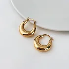 Gold Gold Non Tarnish Free 18k Gold Plated Stainless Steel Geometric Chunky Gold Hoop Earrings