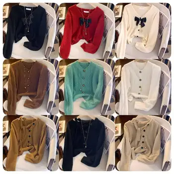 Casual Top Lady Knitwear Pullover Round Neck Vest Women Sweaters Ladies Sweater