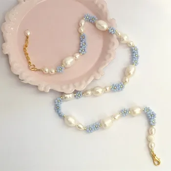 2022 New Design Vintage Pearl Choker Necklace Summer Popular Boho Handmade Flower Freshwater Pearl Statement Necklaces For Women