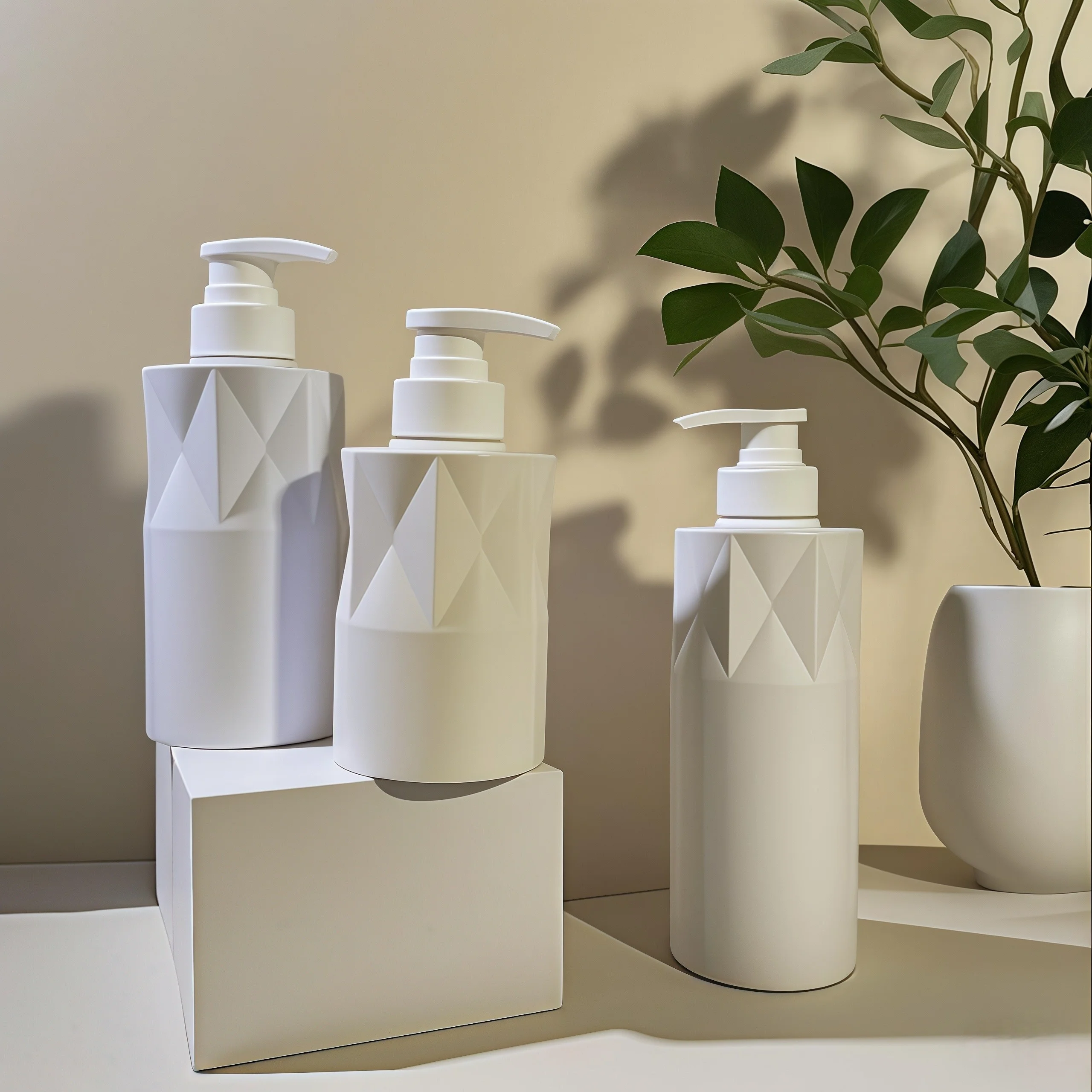 Glassy Shape PET Cosmetic Bottle with Press Pump and Custom Logo 5000pcs MOQ 15-35 Days Delivery