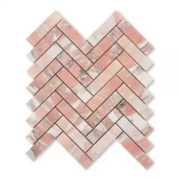 Best quality Norwegian Rose Pink Marble Polished Herringbone marble Mosaic Tile