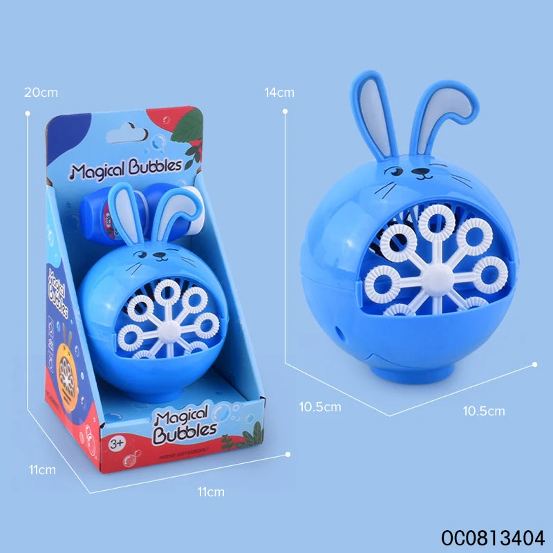 Blue rabbit electric bubble blower machine for children bubble toys with 60ml bubble solution