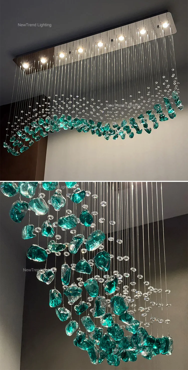 CPL-386 Custom Indoor Decoration Hall Ballroom Hotel Staircase Living Dining Room LED Glass Chandelier Pendant Light factory