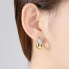Stud Hoop Fashion Gold Color Clear Stud Earrings Paved Micro A AA Cubic Zircon Ear Hoop Jewelry For Women