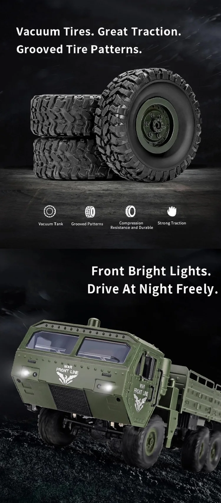 Jjrc Q75 Truck 6X6 Military Truck Models 1/16 Remote Control Army Car for Boys