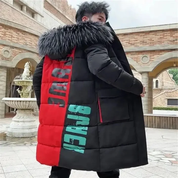 Winter Warm Men Puffer Coat Waterproof Lightweight Down Jacket Shiny Hooded Reflective Down Jacket Padded Jacket Coat