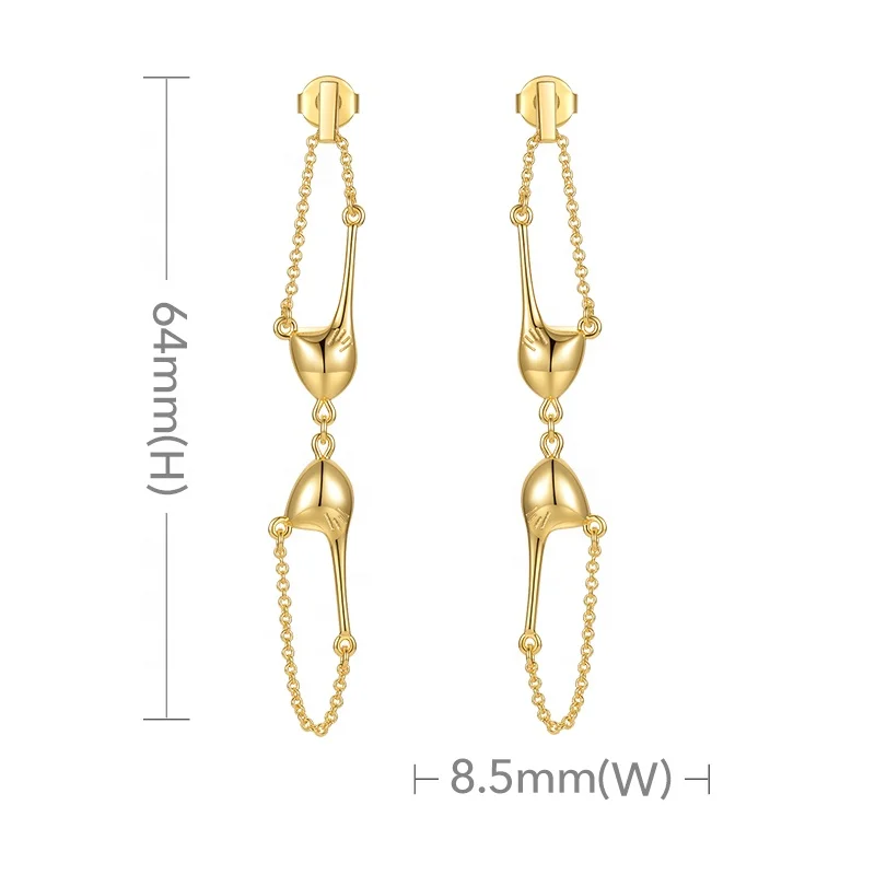 High Quality 18K Gold Plated Brass Jewelry Eardrop Bra Shape Design Accessories Drop Earrings E211257