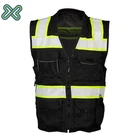 Safety Vest Safety Vest Black Construction Engineer Black Security Reflective Safety Vest With Multi Pocket