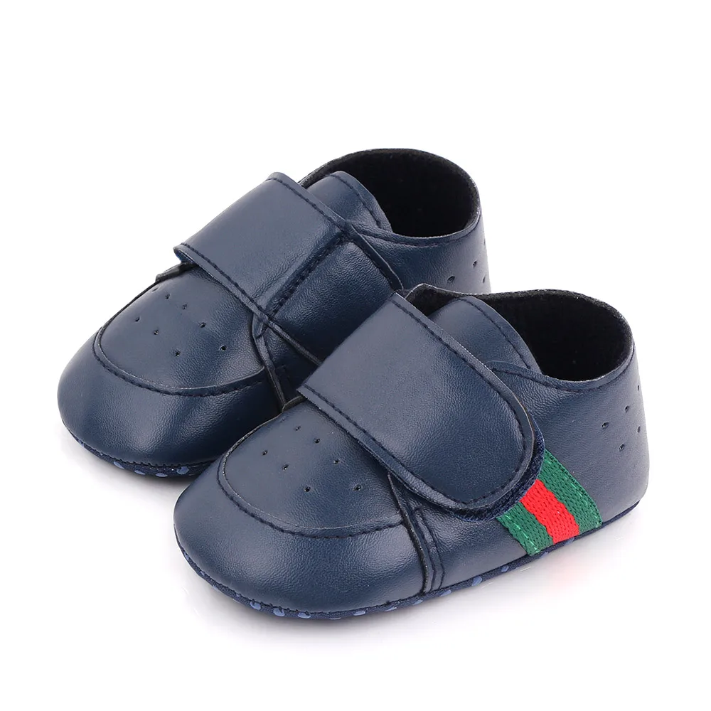 British Style Pure Color PU Leather Mesh Breathable Baby Boys Soft Soled Toddler Shoes supplier