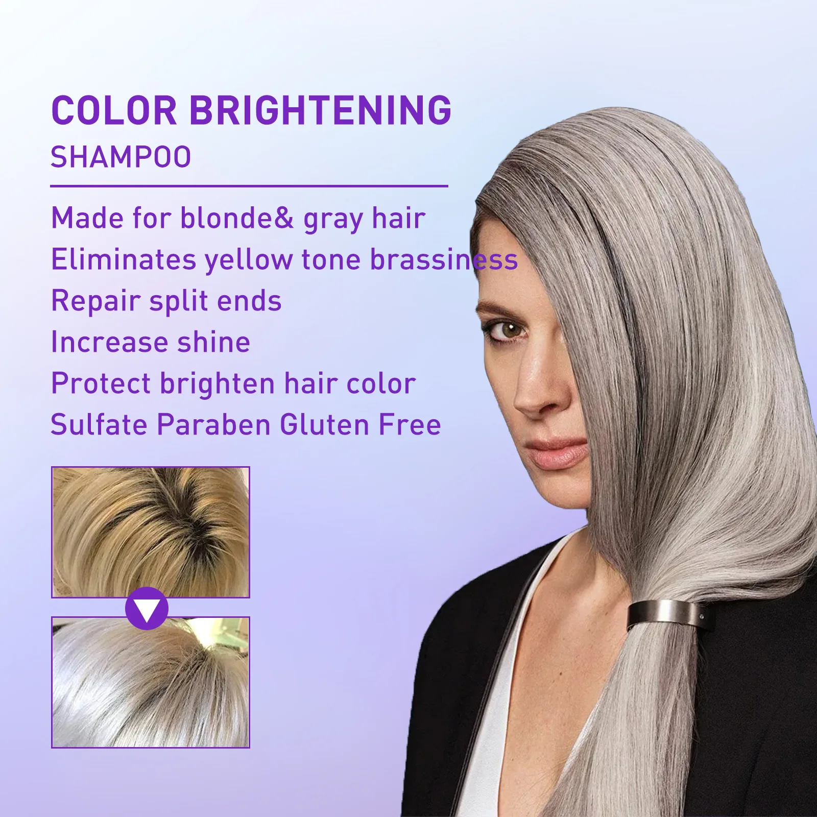 Shyway Gray Color Fixing Shampoo Faded Yellow Shampoo Bleached Gray ...