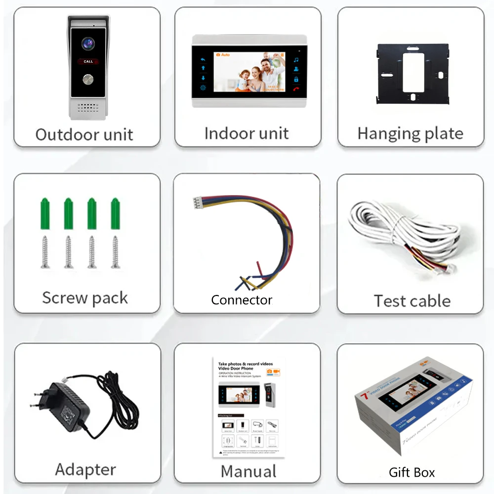 Take Photos Record Video Intercom System Manufacturer Bulk Order Price 7 Inch Cvbs Intercom System Wired Home Intercom System