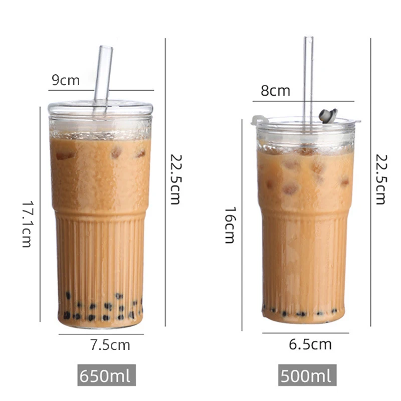 Hot Sale Large Capacity High Borosilicate Bubble Tea Coffee Mugs With Big Straw
