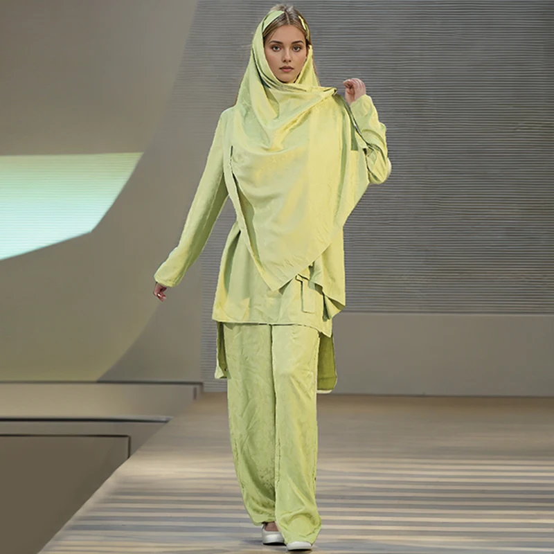 Wholesale Islamic High Quality Nida Two-Piece Jilbabs Eid Prayer Robe and Khimar Set for Adults for Muslim Women supplier