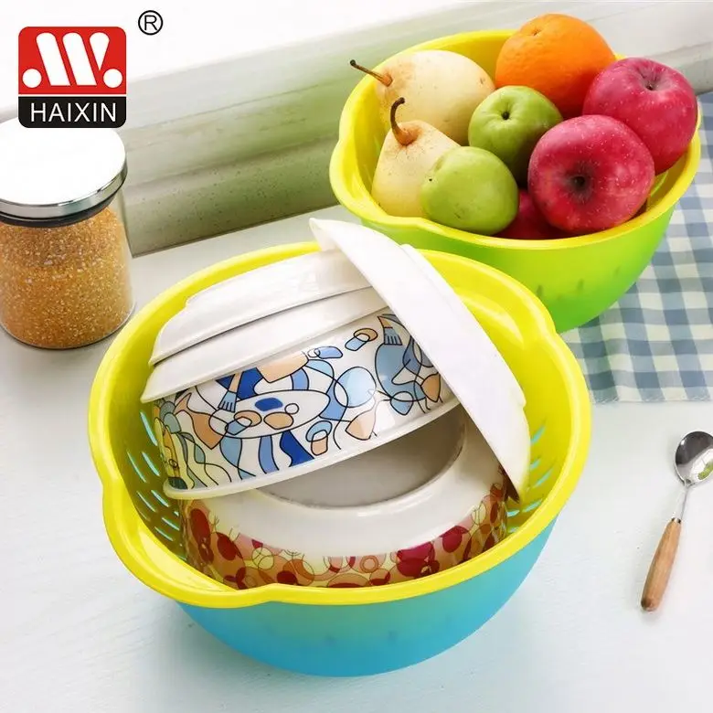 Sieve Basin set  Save Space Plastic Sieve Basket Filter strainer basket Fruit Tray Plastic Colander