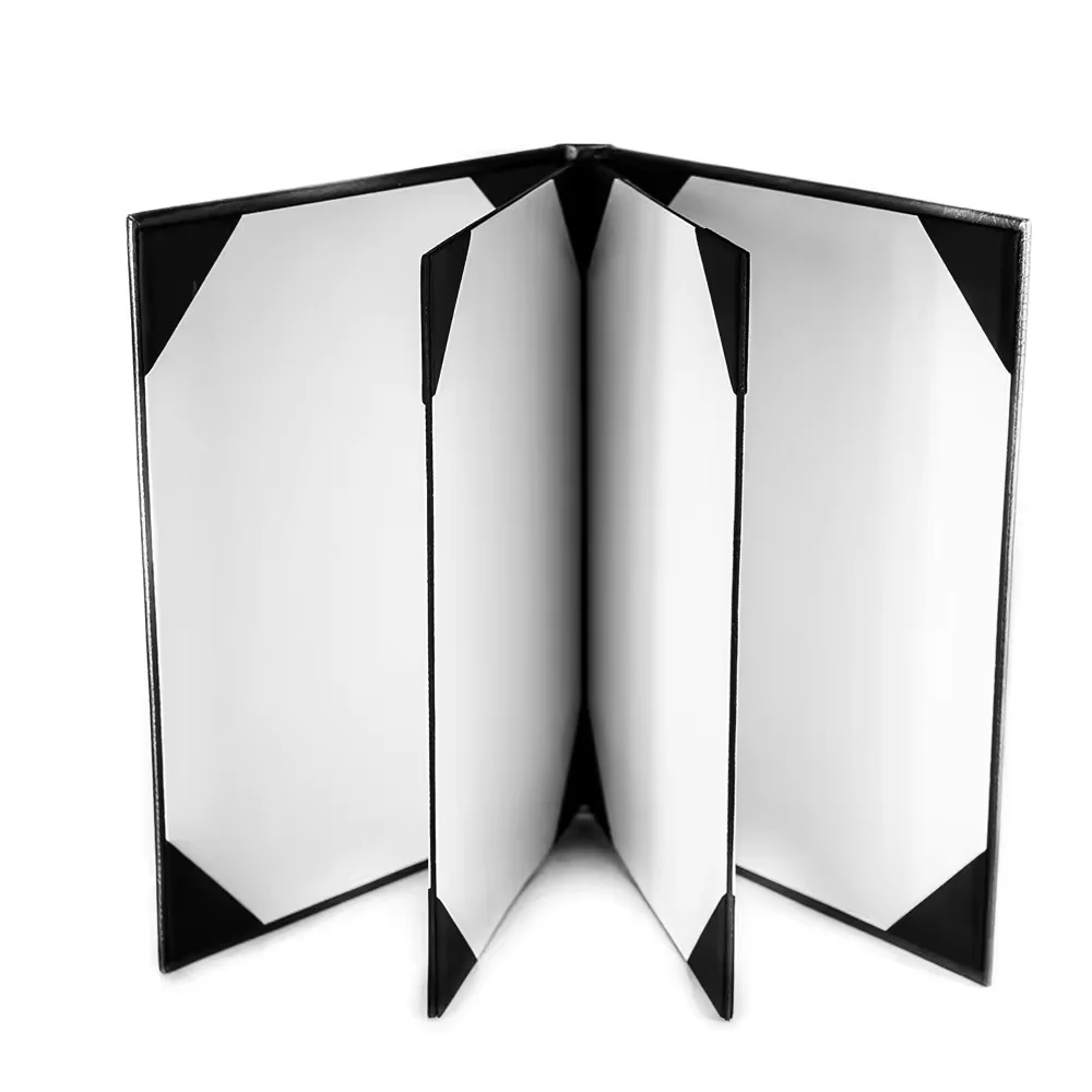 Foil Stamped Pu Leather Hard Menu Cover Folder Book for Restaurant with 6 Views details