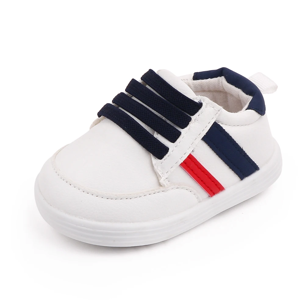 Korean Version of Children's Solid Color Striped Elastic Set Foot Casual Walking Shoes details