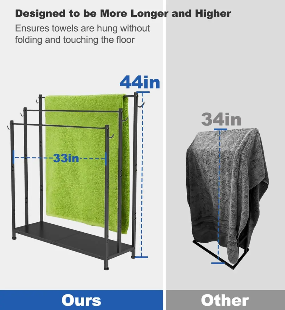 Living Room 3 Tiers Heavy Duty Blanket Drying Stand Holder Extra Large Free Standing Towel Rack