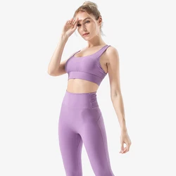 Wholesale High Performance Elastic Comfortable Breathable Girl Seamless Active Woman Leggings Clothes Yoga Set