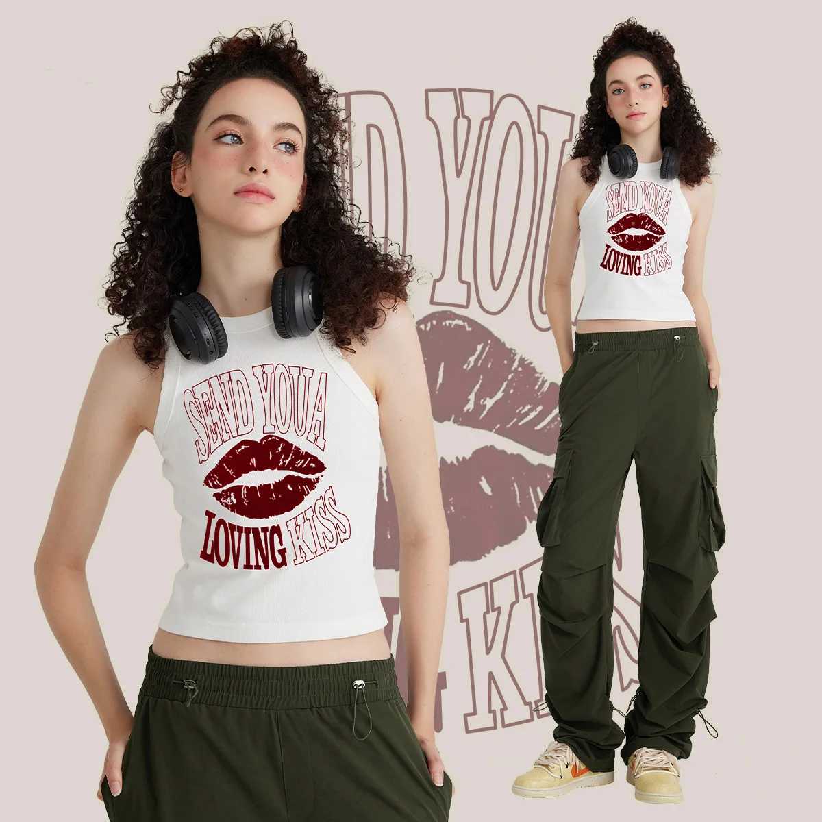 Support Custom Cropped Tank Top Women's High Waist Slim Inside T-shirt Women's Elastic Short Sleeveless Bottom Shirt Girl