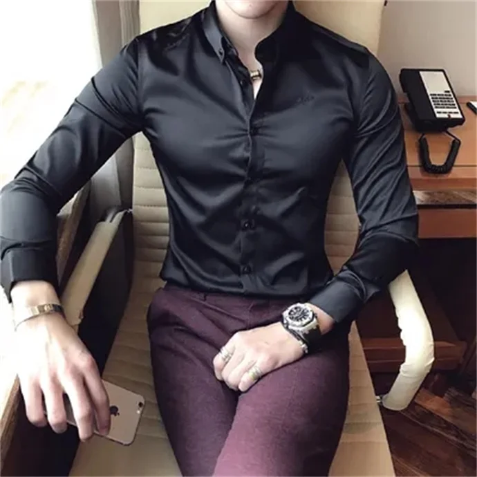 Wholesale high quality white shirt men long sleeve slim solid color professional business wear white men suit shirt