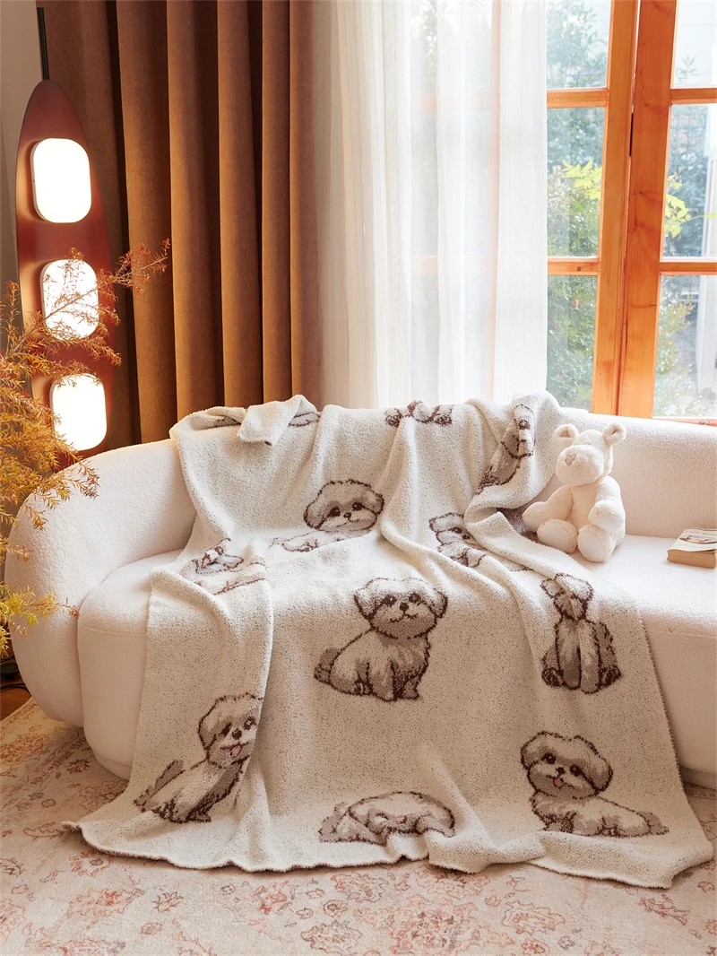 product accept custom cute dog 100 microfiber yarn super warm fuzzy cozy knit throw blanket for bedroom bd-64