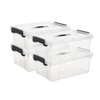 Pack of 4 storage box with handles clip box organizer tool toys stuff clean separate storage