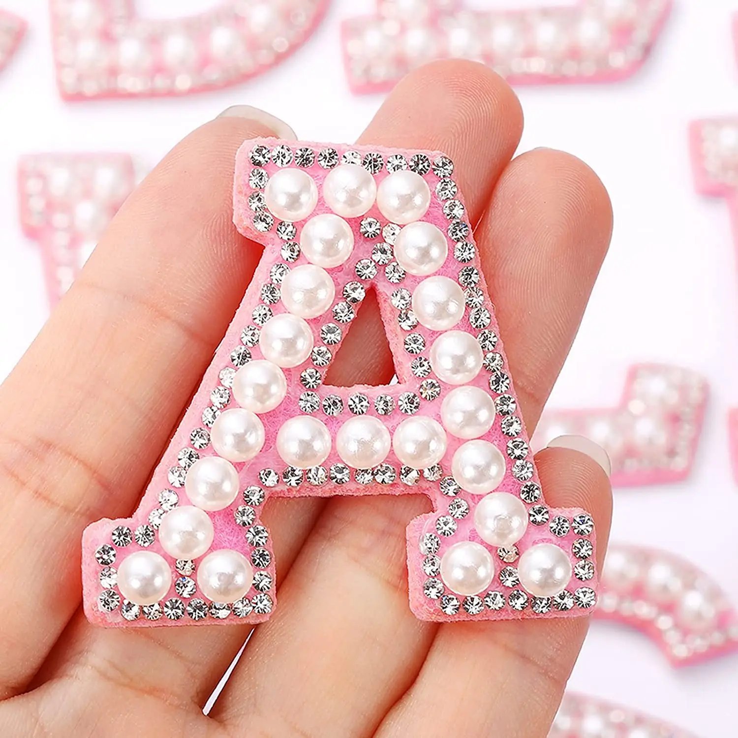 Factory direct sale Y letter iron on patches bulk rainbow pearl letter patches
