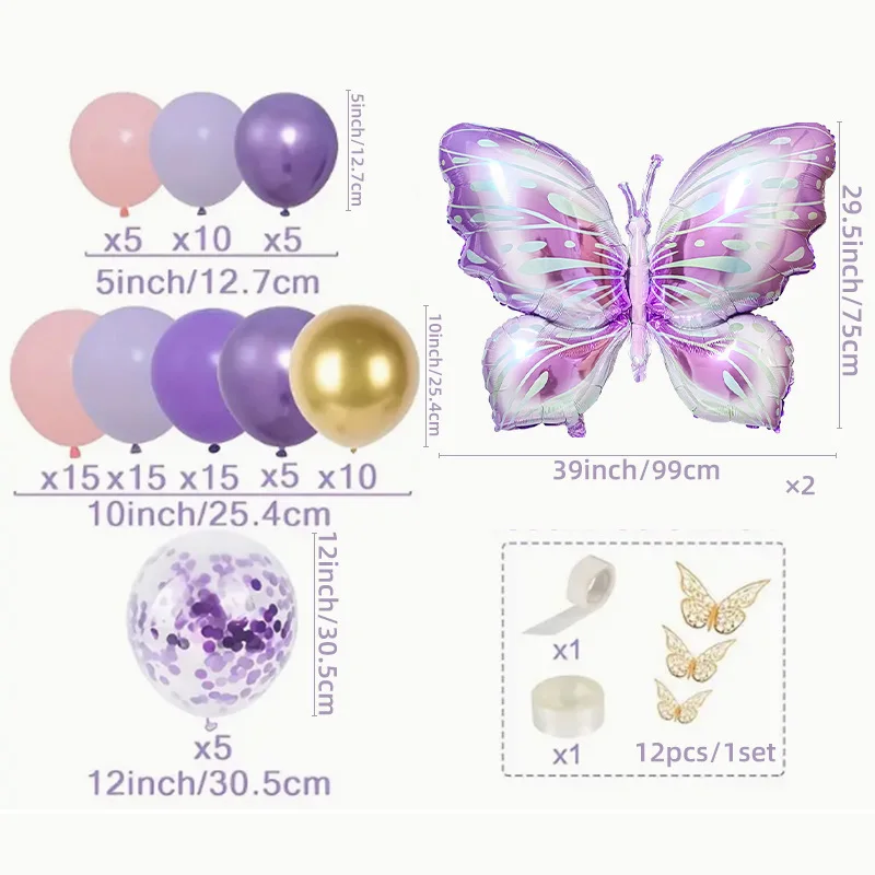 Wholesale Custom Happy Birthday Butterfly Inflatable Helium Decorations Matte Latex Balloons Sets for Parties