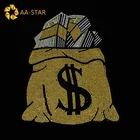 Hot Sale Iron On Rhinestone Heat Transfer Money Bag Wholesale For T-shirts