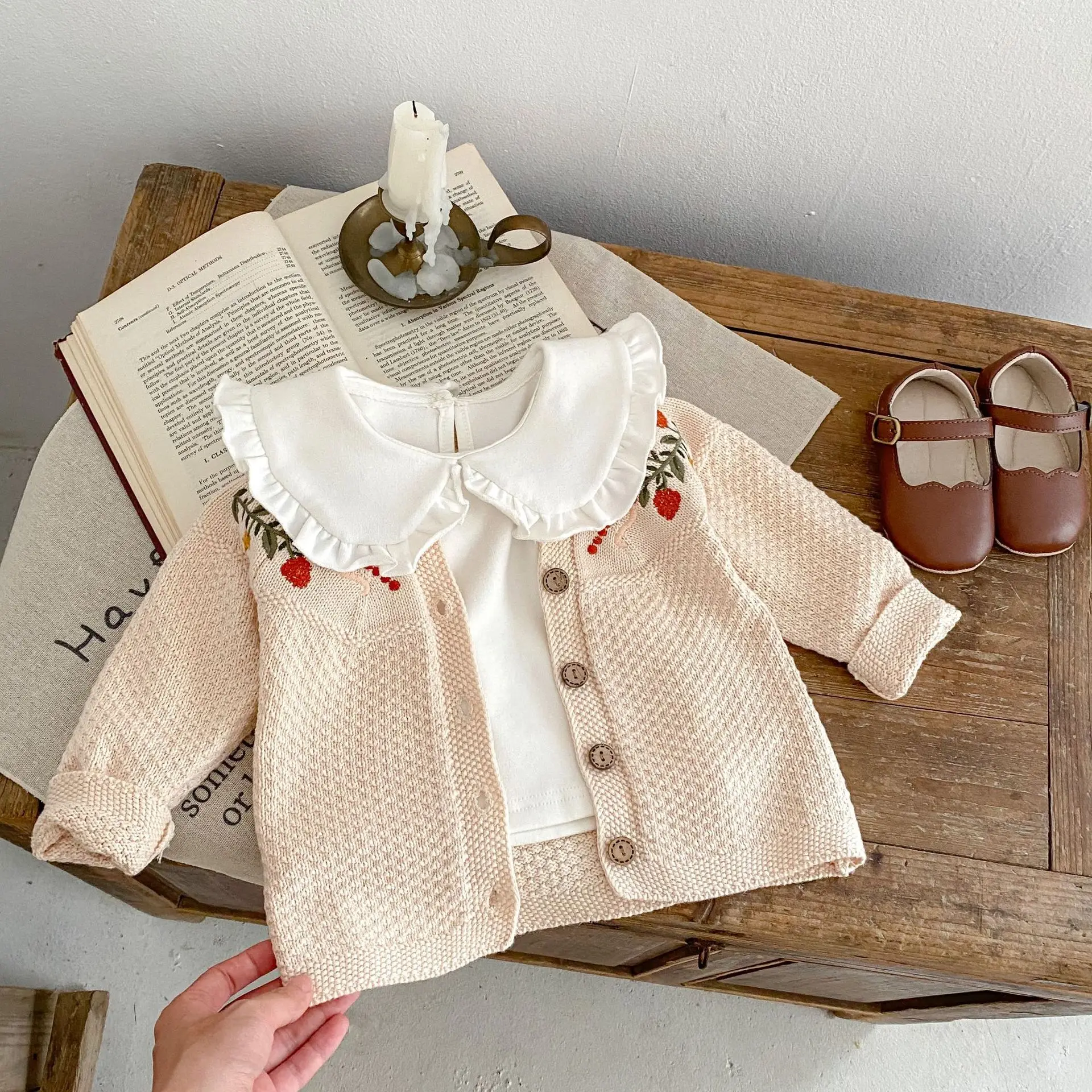 Engepapa 0-3 years old Autumn infant floral knit cardigan newborn knitted sweater baby girl clothes