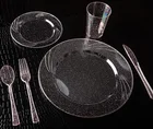 Plastic Party Party Tableware Christmas Plastic Tableware Flatware Disposable Dinnerware Sets For Party And Wedding