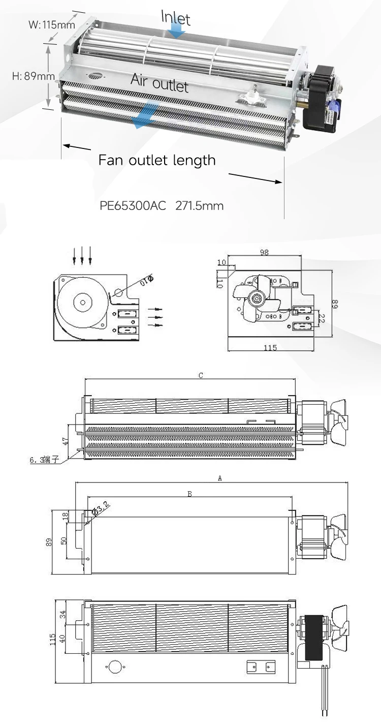 Tangential Fan, 220V, 65mm - detail 16