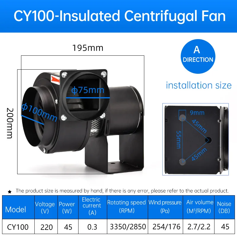 Centrifugal Fan, CY100, 75mm, 220V - detail 4
