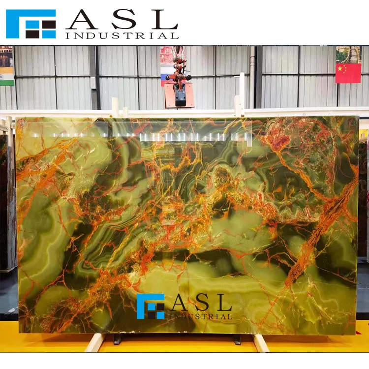 Emerald Green Onyx Cold Ice green onyx Luxurious Interior Decoration Jade Stone Onyx Slab Polished Background Wall