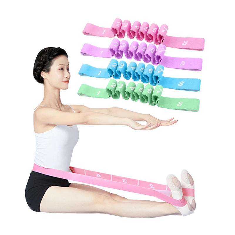 8 Loops Elastic Fitness Yoga Strap Nylon Sport Pullups Waist Trainer with Gym Equipment Fabric Belt & Yoga Mat