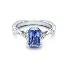 Ring Silver 925 Engagement Blue Sapphire Ring Cubic Zirconia Silver Jewelry 925 Sterling Luxury Engagement Ring