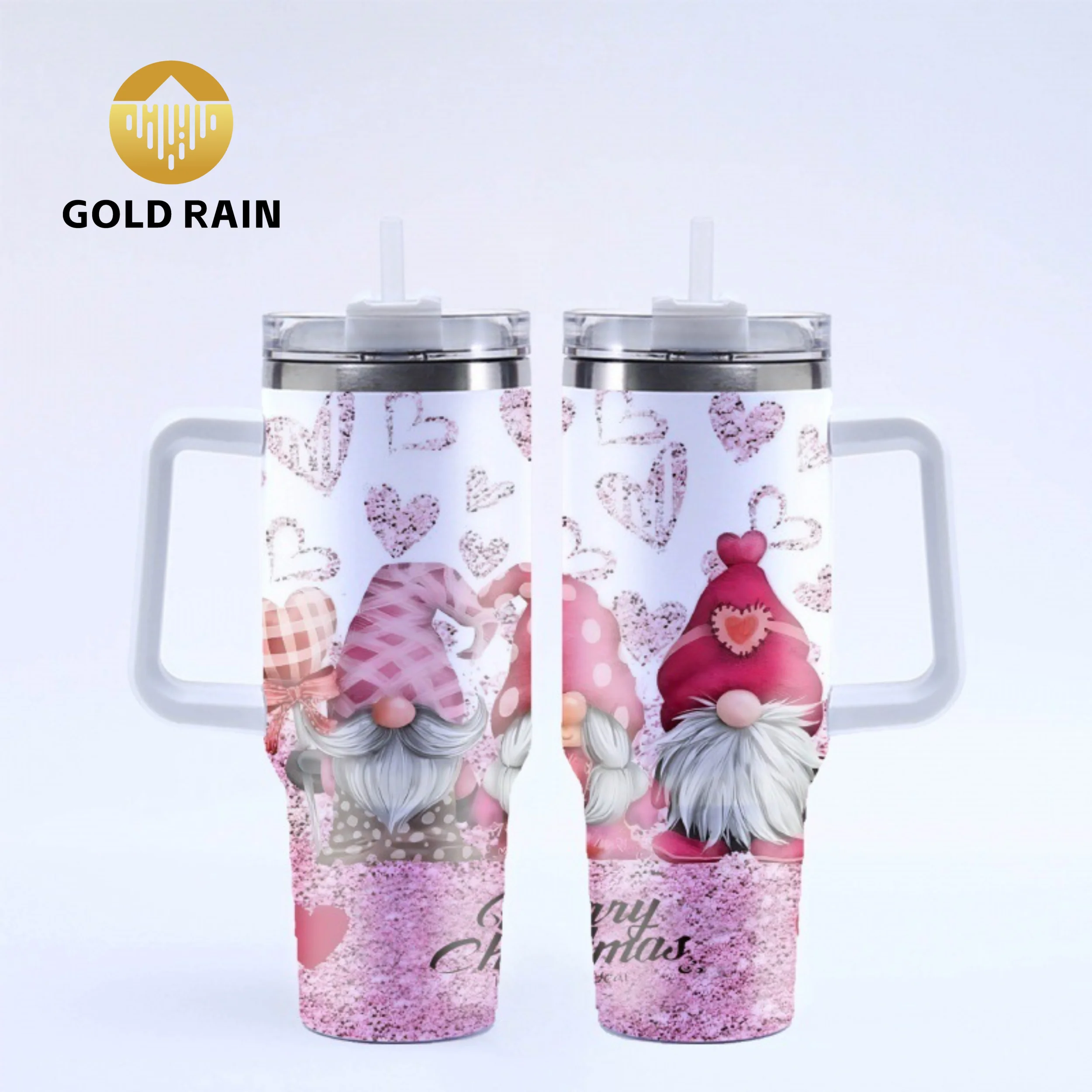 Customizable double Wall 40oz Stainless Steel Vacuum Insulated Travel Mug Water Bottle cup Tumbler 40oz With Handle Straw