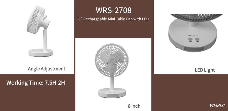 Mini Table Fan, WEIRISI, WRS-2708, 8", LED - detail 4