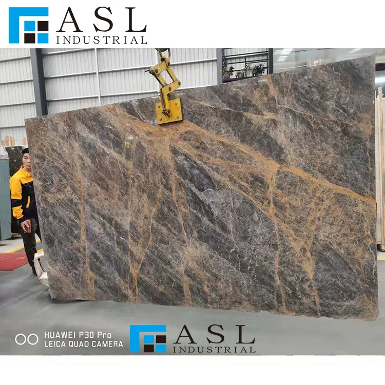 Gold blue marble Natural Stone slab tile marbles for house coffee table with marble dinning table set