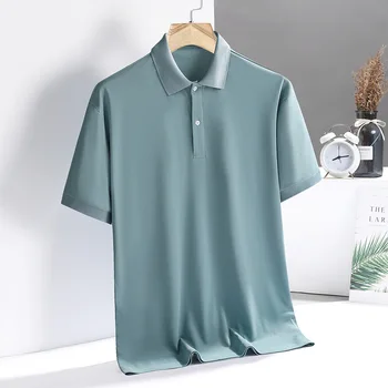 Wholesale custom printedlogo men's short sleeved t-shirt with ice silk summer lapel half sleeve business group custom POLO shirt