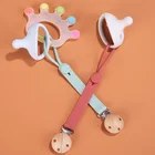 Dummy Free Sample Silicone Bibs Wooden Sleep Soother Metal Clip Wood Dummy Chain Clip Baby Bibs Pacifier