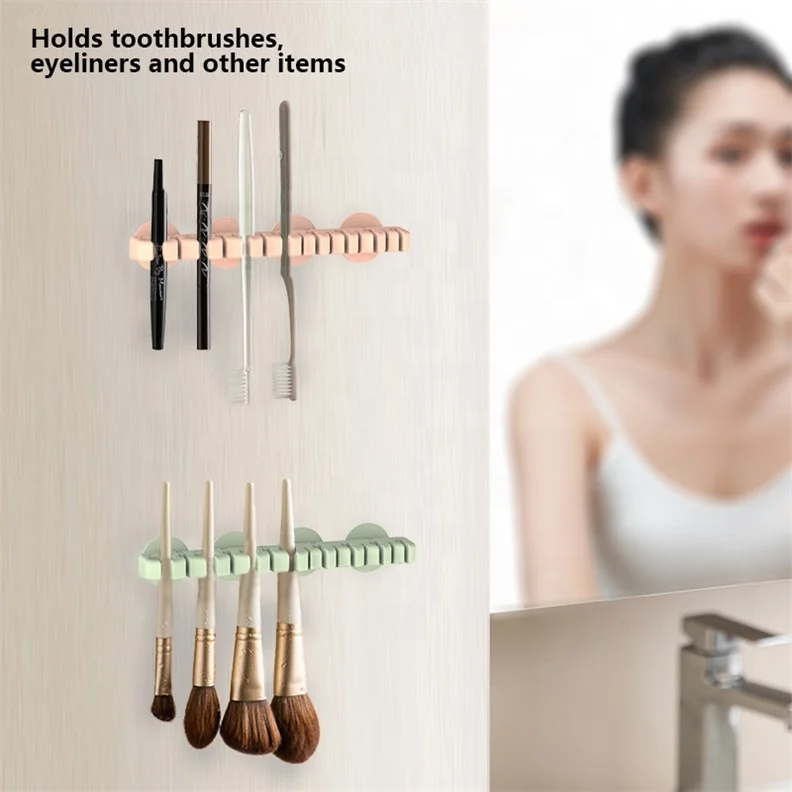 2023 Custom Designer Wall Mounted Silicone Makeup Brush Holder with Suction Cup Silicone Cable Organizer Organizador De Cables