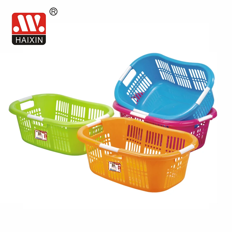 China Large size commercial wholesale new plastic storage basket with handle plastic laundry basket in bulk