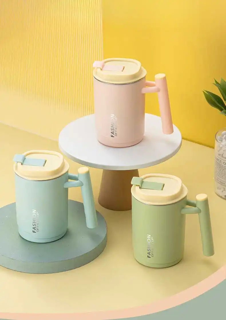 Wholesale Custom 304 Stainless Steel Thermal Mug Breakfast Cup Travel Coffee Mugs With Handle With Lid_10