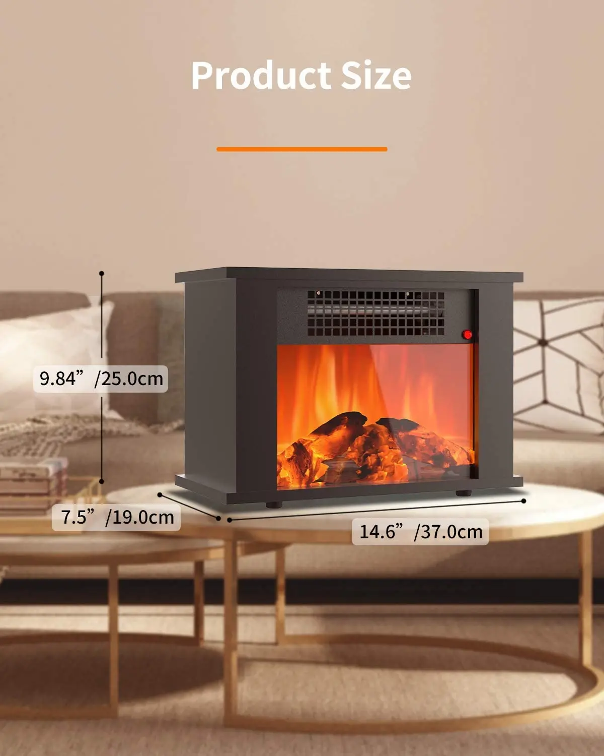 Flame Effect Electric Fireplace, 1000W, 110-240V - detail 10