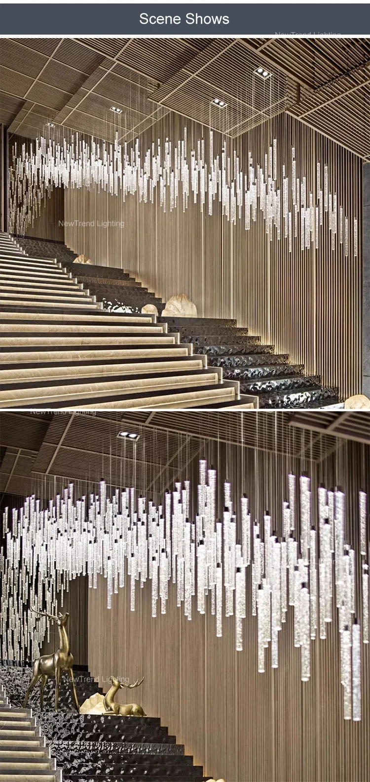 CPL-361 Custom Large Indoor Decoration Pendant Light Hotel Lobby Villa Staircase Luxury LED Chandelier details