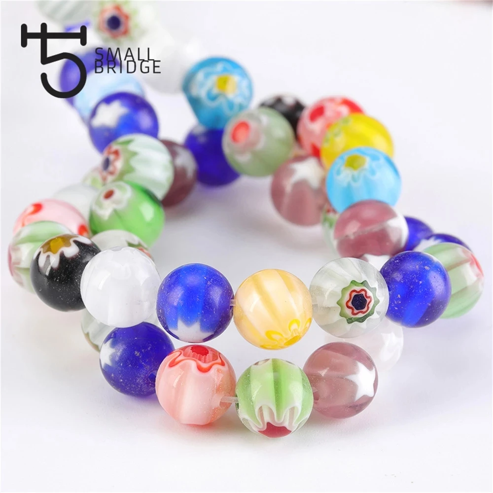 product wholesale 6 8 10mm murano lampwork flower beads for jewelry making diy crafts accessories multicolor round glass beads-31